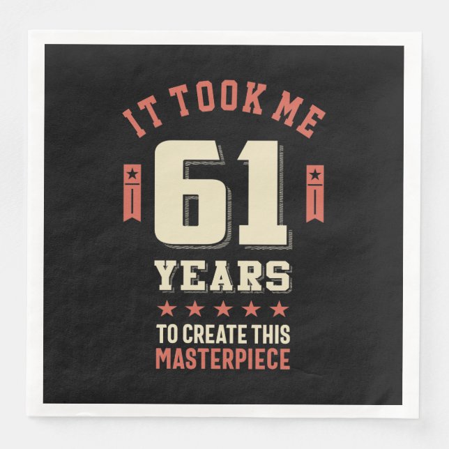 Serviette En Papier Amusant 61 ans - 61e anniversaire Cadeau (Devant)