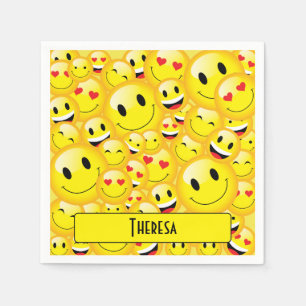 Serviette En Papier Amusant Adolescent Jaune Souriant Visages Emoji Pa