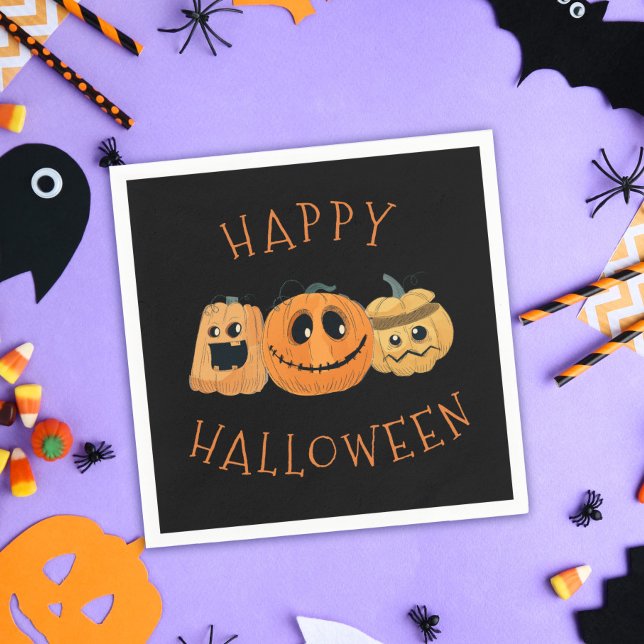 Serviette En Papier Amusant Citrouille Jack O'Lanterns Fête d'Hallowee (Créateur téléchargé)
