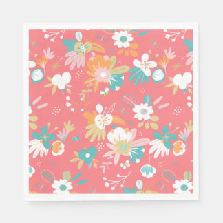 Serviette En Papier Amusant Fleuri moderne coloré