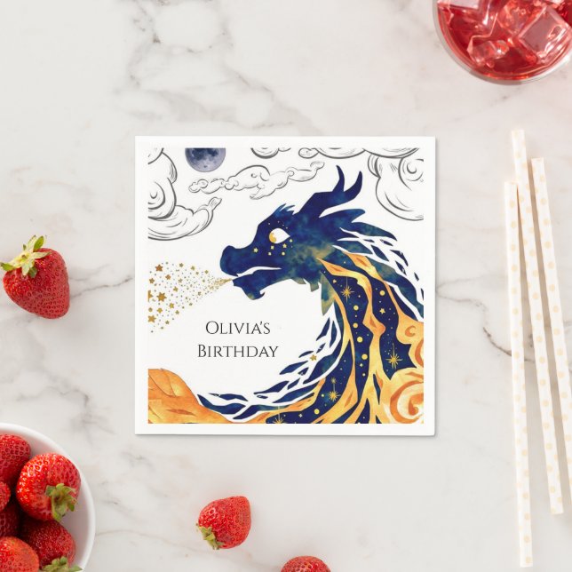 Serviette En Papier Amusant Majestic Dragon Anniversaire (En situation)