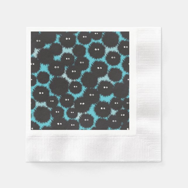 Serviette En Papier Amusant monstres noirs moelleux (Devant)
