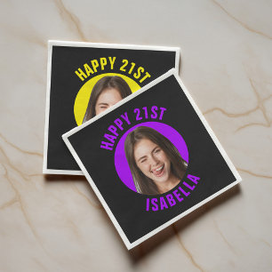 Serviette En Papier Amusant Personnalisé Mignon Visage Photo Joyeux 21