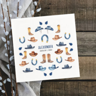 Serviette En Papier Amusant Rustic Blue Luck Horse Cowboy Western Kid 