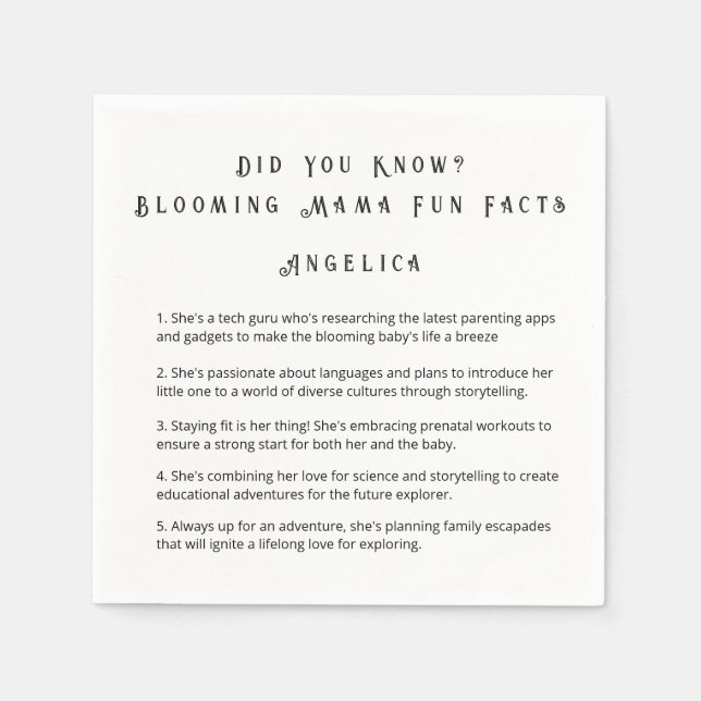 SERVIETTE EN PAPIER AMUSANT SAVIEZ-VOUS QUE MOMMY FAITS BÉBÉ SHOWER (Devant)