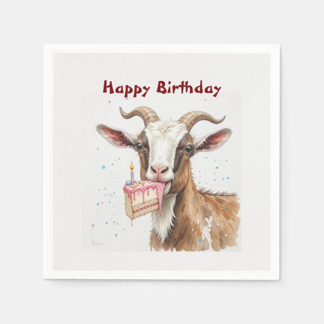 Serviette En Papier Amusant Vieux Chèvre sur la colline Anniversaire (Devant)