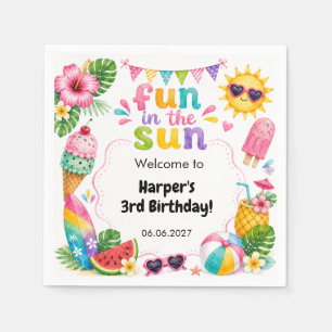 Serviette En Papier Amusement au soleil Anniversaire d'été tropical