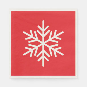 Serviette En Papier Amusement Festif Flocon de Neige Alpin Blanc sur R