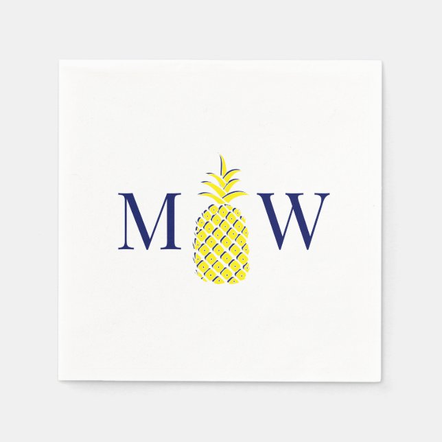 Serviette En Papier Ananas #11 Couple 2 Initiale Monogramme DIY Couleu (Devant)