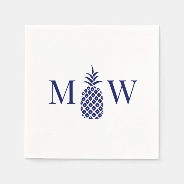 Serviette En Papier Ananas #11 Couple 2 Initiale Monogramme DIY Couleu (Devant)