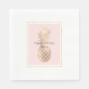Serviette En Papier Ananas en verre d'or