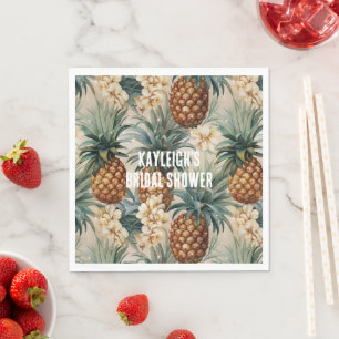 Serviette En Papier Ananas Floral Tropical