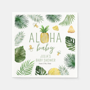 Serviette En Papier Ananas & Pacificateurs Aloha Baby shower vert