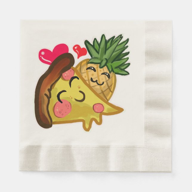 Serviette En Papier Ananas Pizza Love (Devant)