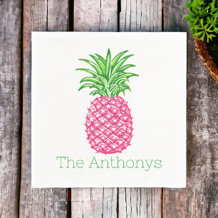 Serviette En Papier Ananas Rose Personnalisé Prépa 