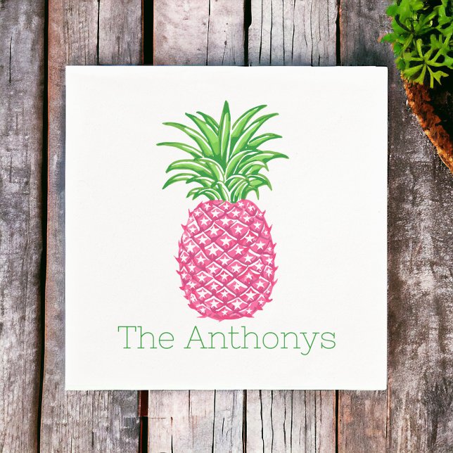 Serviette En Papier Ananas Rose Personnalisé Prépa  (Créateur téléchargé)
