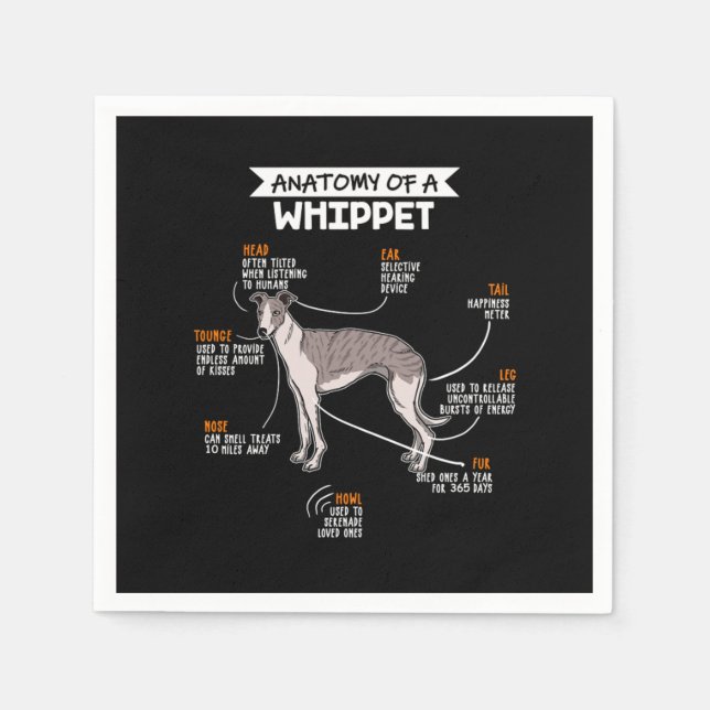Serviette En Papier Anatomie D'Un Chien Whippet (Devant)