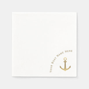 Serviette En Papier Ancre aurifère marine - Nom du bateau