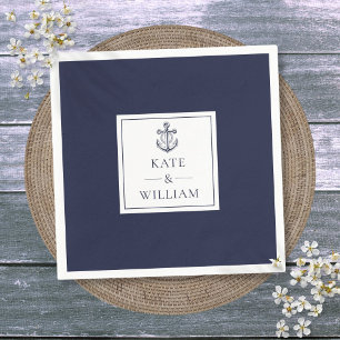 Serviette En Papier Ancre Bleu Marine Mariage Nautique