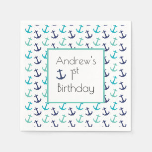 Serviette En Papier Ancre Bleu Nautique