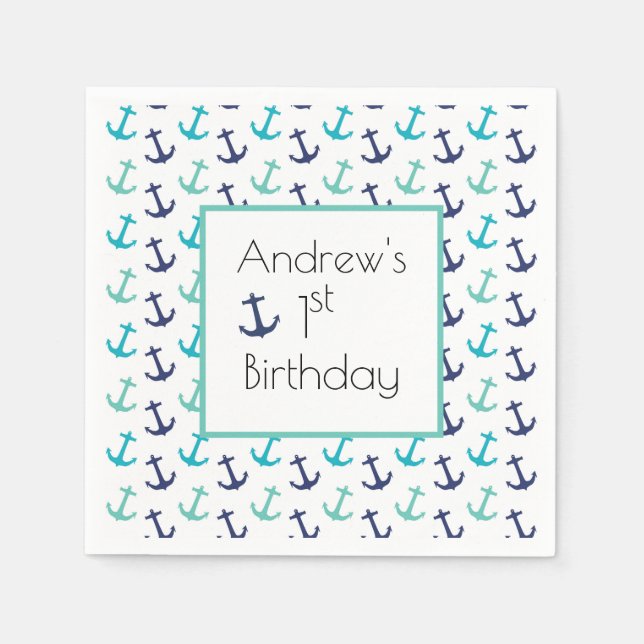 Serviette En Papier Ancre bleue marine (Devant)