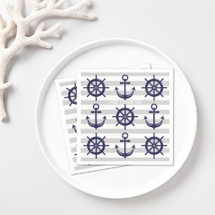 Serviette En Papier Ancre Bleue Marine Bateau Roue Papier Nautique ray