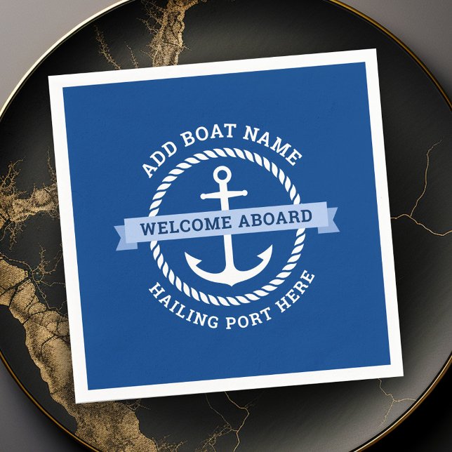 Serviette En Papier Ancre corde nom du bateau à la frontière accueil à (Anchor rope border boat name welcome aboard napkins)