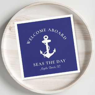 Serviette En Papier Ancre de bateau Accueil personnalisé à bord bleu m