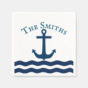 Serviette En Papier Ancre élégante Personnalisée Nautique