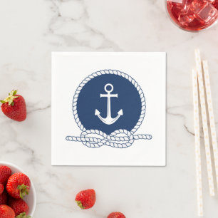 Serviette En Papier Ancre Et Corde Design