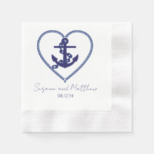 Serviette En Papier Ancre Love Nautical Mariage Napkins