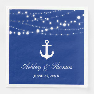 Serviette En Papier Ancre Mariage Nautique Éclairages Bleu D