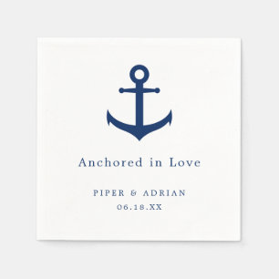 Serviette En Papier Ancre marine Mariage bleu et blanc
