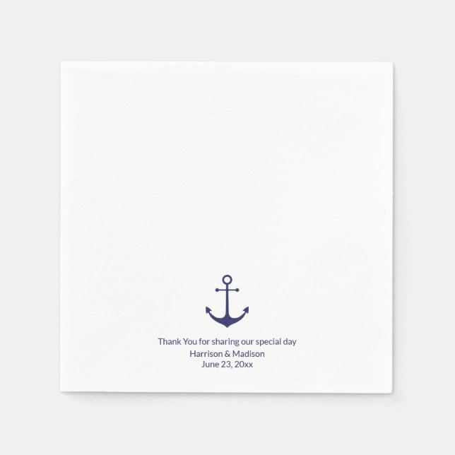 Serviette En Papier ancre marine mariage bleu et blanc (Devant)
