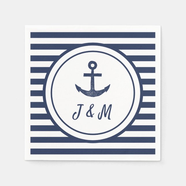 Serviette En Papier Ancre marine Thème nautique Mariage de bateau sur  (Devant)