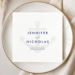 Serviette En Papier Ancre Naudique Moderne Mariage