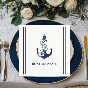 Serviette En Papier Ancre Nautionale Florale Nom de Bateau Personnalis