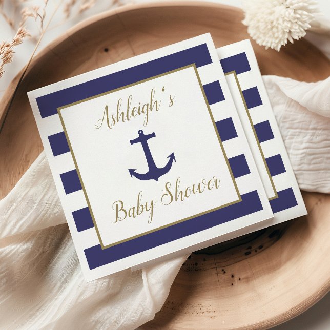 Serviette En Papier Ancre nautique Baby shower Gold Boy de la Marine (Créateur téléchargé)