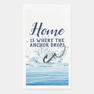 Serviette En Papier Ancre nautique éclaboussure d'eau et citation 