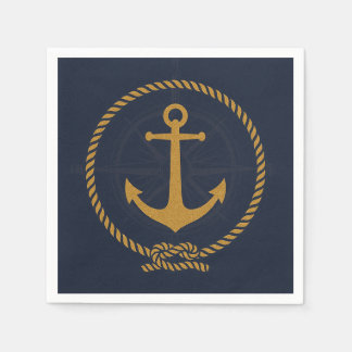Serviette En Papier Ancre nautique et corde Mariage côtier Cocktail Na