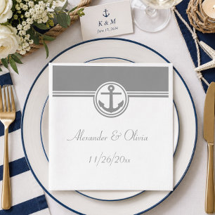 Serviette En Papier Ancre nautique grise