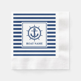 Serviette En Papier Ancre nautique Roue Bateau rayé Nom Cocktail