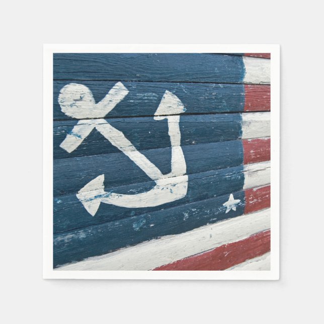 Serviette En Papier ancre peinte sur le drapeau nautique (Devant)