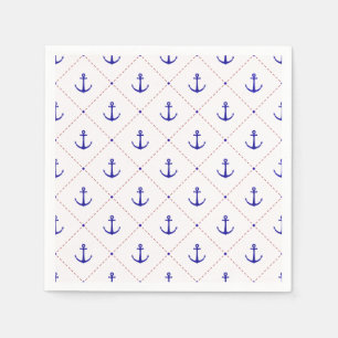 Serviette En Papier Ancres Loin En Mer Rouge Blanc Bleu
