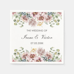 Serviette En Papier Anemone Blush Palette Dusty mariage personnalisé