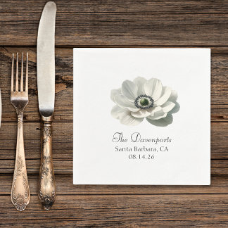 Serviette En Papier Anémone Fleur De Mariage Élégante Moderne Cocktail