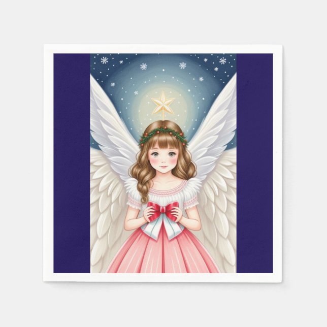 Serviette En Papier Ange de Noël (Devant)