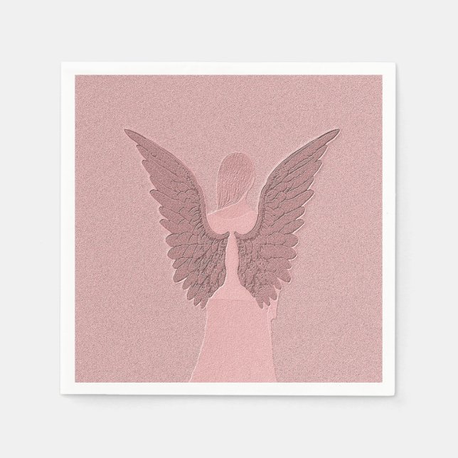 Serviette En Papier Ange Gardien rose (Devant)