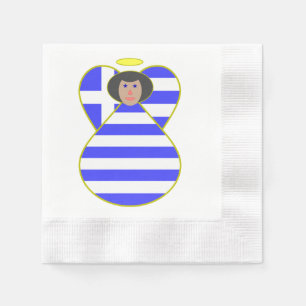 Serviette En Papier Ange grec avec cheveux noirs