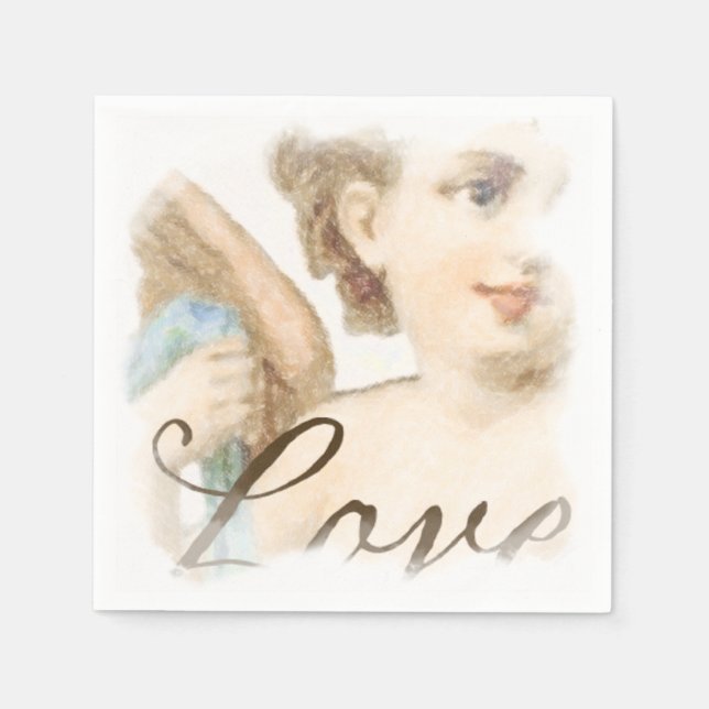 Serviette En Papier Angel avec amour (Devant)